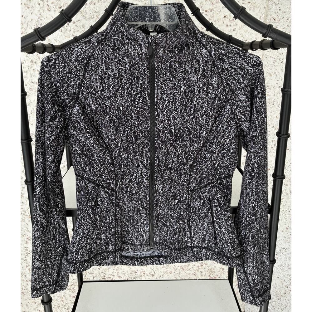Lululemon Lightly Jacket Luon Suited Jacquard Black White Sz 10